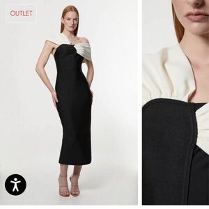 Karen Millen Figure Form Bandage Asymmetric Strap Knit Midi Dress